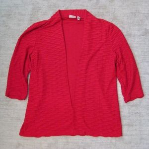 Chico's Red Cardigan With Scalloped Detailing
